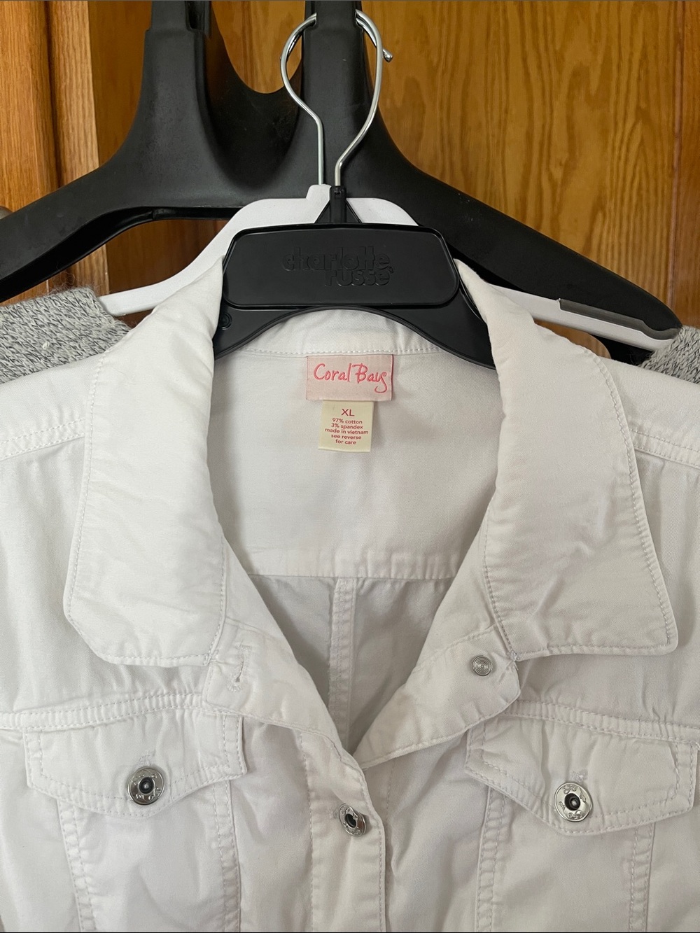 Coral Bay White Denim Jacket with Button-Front XL white - Picture 3 of 9